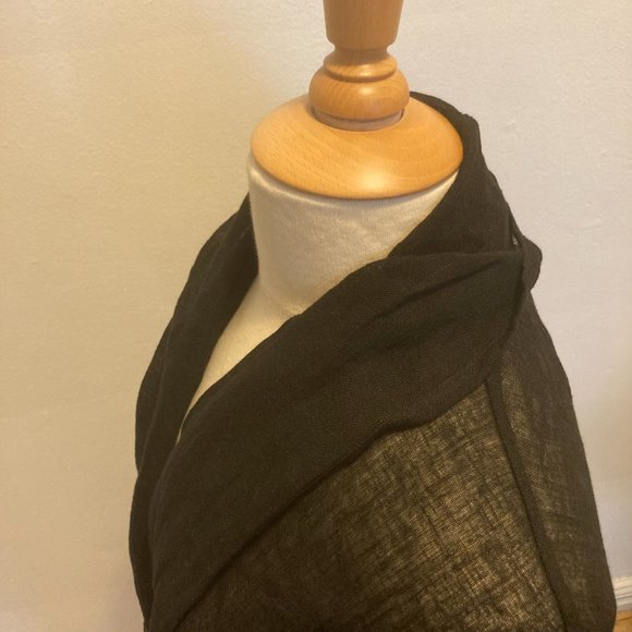 Crea Concept Longsleeve Mixed Media Wrap Jacket (Black) - Picture 6 of 11